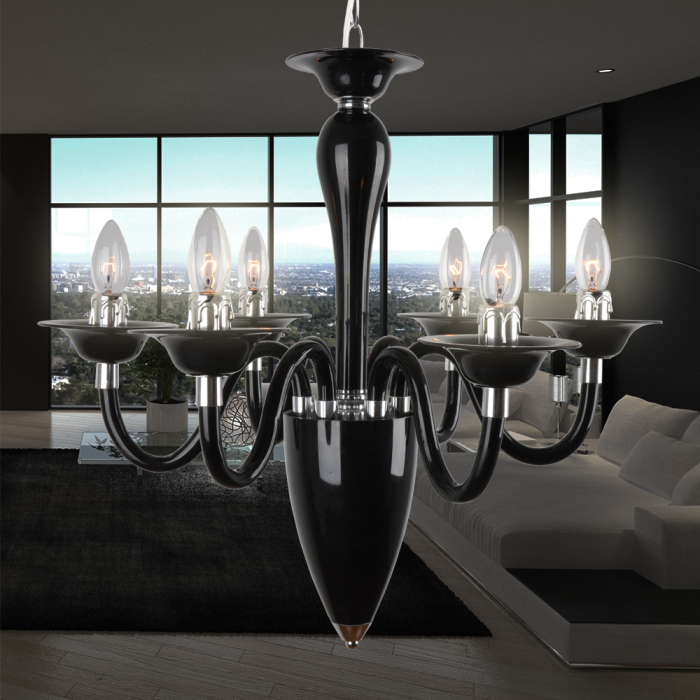 VITTORIA | Lustre de Murano | Ø710mm | Noir classique