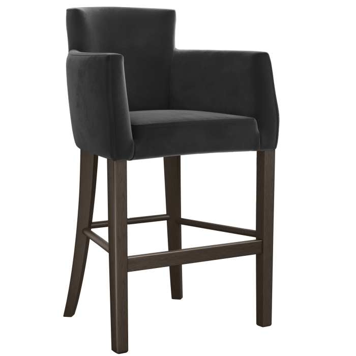 VIOLA | Gastro Bar Stool | Velvet | Wood | Grey