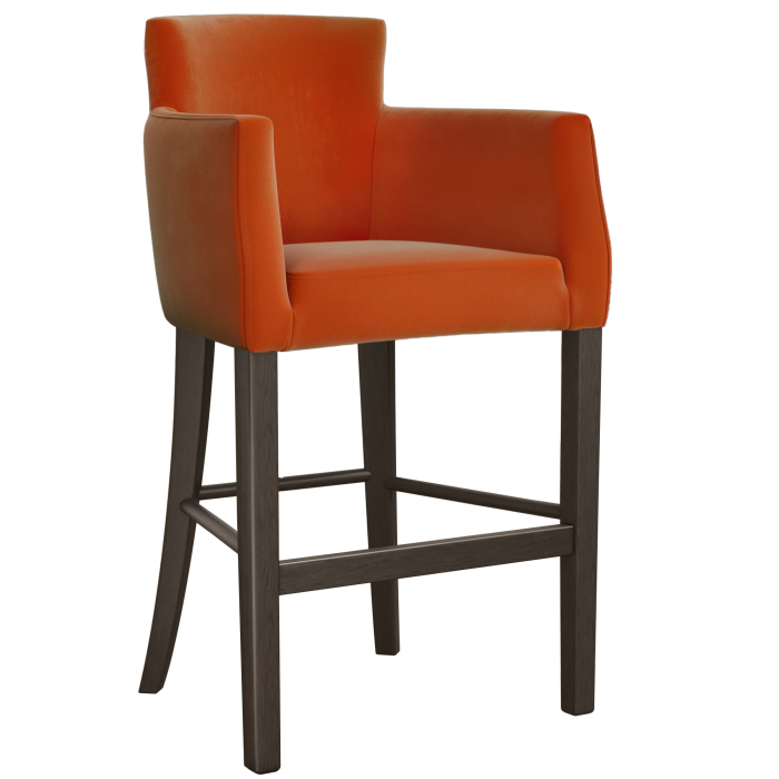 VIOLA | Gastro Barhocker | Samt | Holz | Orange