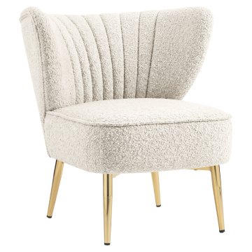 VICTORIA | Fauteuil Lounge Bistro | Tissu Teddystoff | Crème