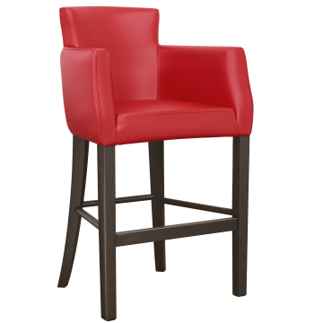 VIOLA | Gastro Barhocker | Leder | Holz | Rot | mit Lehne