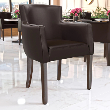 VIOLA | Silla de cuero para restaurante | Marrón oscuro | Cuero