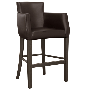 VIOLA | Upholstered Bar Stool | Leather | Wood | Brown | with backrest