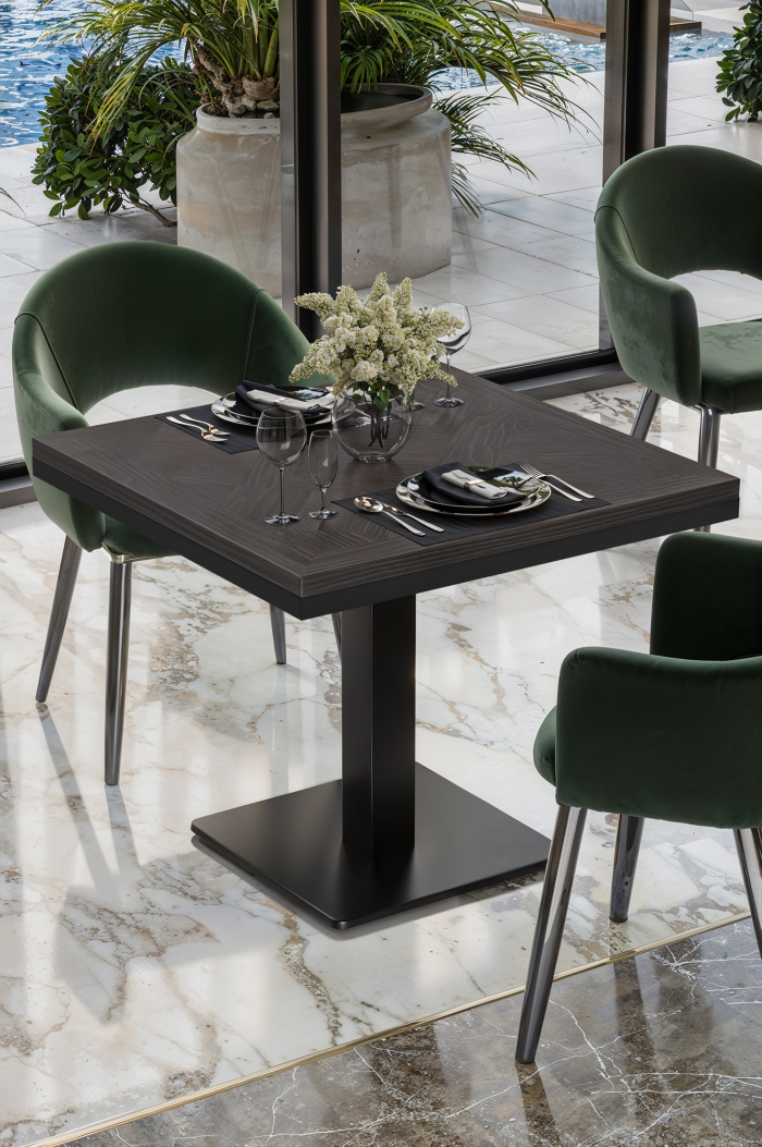 VMST | Bistrobord | 80 x 80 cm | H 76 cm | Wenge | Stativ: Svart