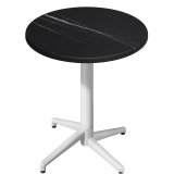 WAP | Bistro Ulkopöytä | Ø:H 60 x 109 cm | Musta marmori / Valkoinen | Pyöreä | Kokoonvedettävä