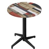 WAP | Bistro-ulkotiski | Ø:H 70 x 109 cm | Vintage värillinen / musta | Pyöreä | Taitettava