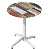 WAP | Bistro Außen Stehtisch | Ø:H 60 x 109 cm | Vintage Bunt / Weiß | Rund | Klappbar