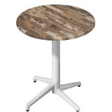 WAP | Bistro Außen Stehtisch | Ø:H 60 x 109 cm | Vintage Old / Weiß | Rund | Klappbar