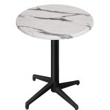 WAP | Bistro Outdoor Standing Table | Ø:H 70 x 109 cm | White Marble / Black | Round | Foldable
