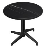 WAP | Bistro Udendørs Bord | Højde: 60 x 74 cm | Sort Marmor / Sort | Rund