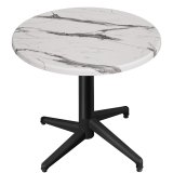 WAP | Bistro Table Extérieur | Ø: H 60 x 74 cm | Marbre Blanc / Noir | Rond