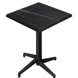 WAP | Bistro Außen Stehtisch | B:T:H 70 x 70 x 109 cm | Schwarz Marmor / Schwarz | Quadratisch | Klappbar