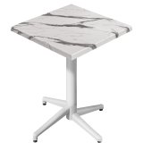 WAP | Bistro Table d'extérieur | L:P:H 60 x 60 x 109 cm | Marbre blanc / Blanc | Carré | Pliable