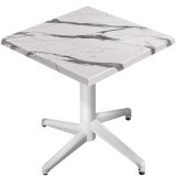 WAP | Bistro Ulkopöytä | B: syväys: 70 x 70 x 74 cm | Valkoinen Marmori / Valkoinen | Neliömäinen