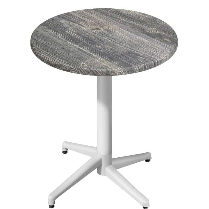 WAP | Bistro Außen Stehtisch | Ø:H 70 x 109 cm | Rustikal Kiefer / Weiß | Rund | Klappbar