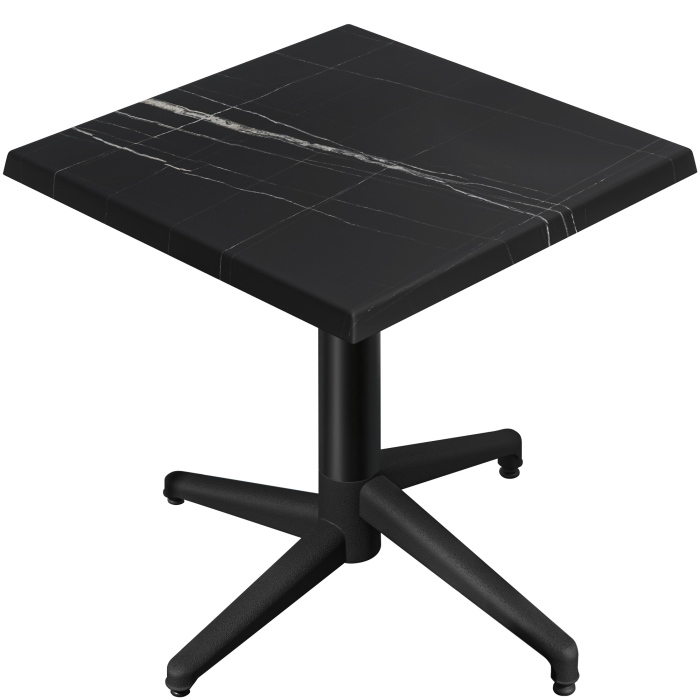 WAP | Bistro Außen Tisch | B:T:H 70 x 70 x 74 cm | Schwarz Marmor / Schwarz | Quadratisch