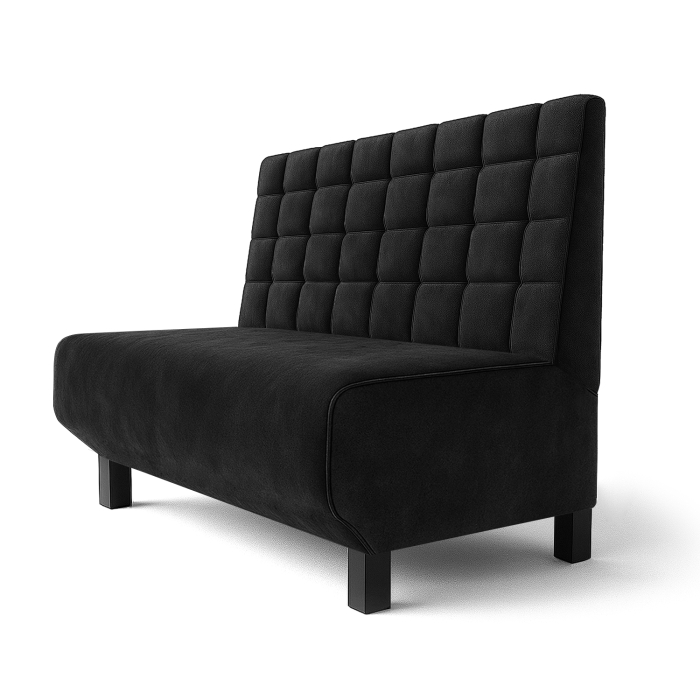 Wagner F | Restaurantbænk | B:H 60 x 100 cm | Sort | Blokke | Fløjl
