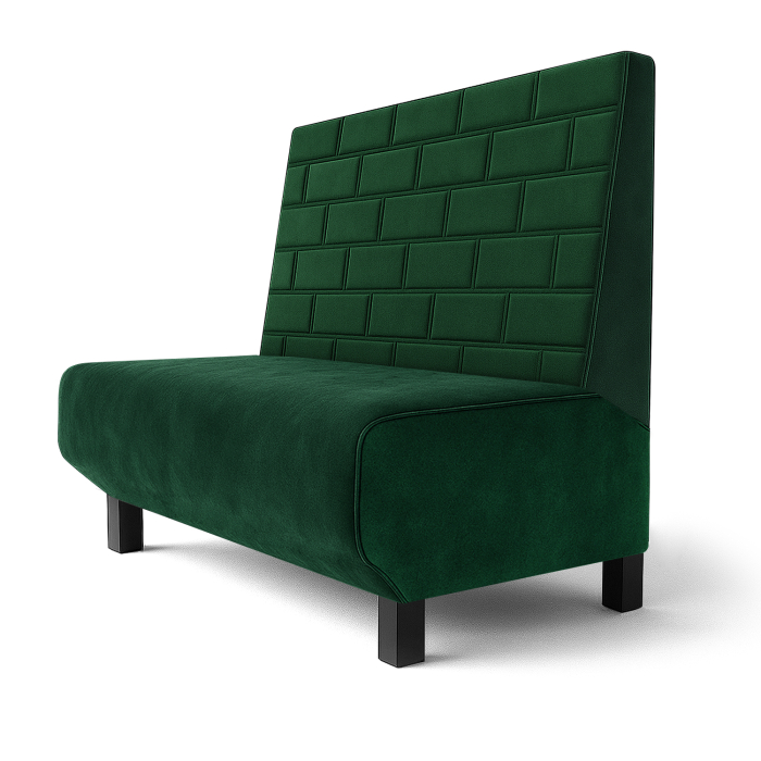 Wagner F | Restaurantbænk | B:H 60 x 120 cm | Mørkegrøn | Sten | Fløjl