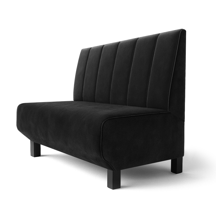 Wagner F | Restaurantbenk | B:H 60 x 120 cm | Svart | Stripete, dobbelsøm | Fløyel