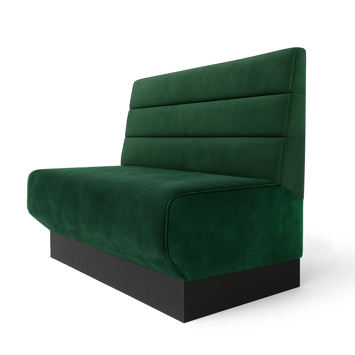 Wagner S | Restaurantbænk | B:H 60 x 100 cm | Mørkegrøn | Vandrette striber | Fløjl