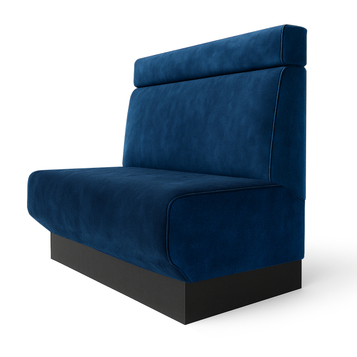 Wagner S | Ławka restauracyjna | Szer.:wys. 60 x 100 cm | Niebieski | Zagłówek | Aksamit
