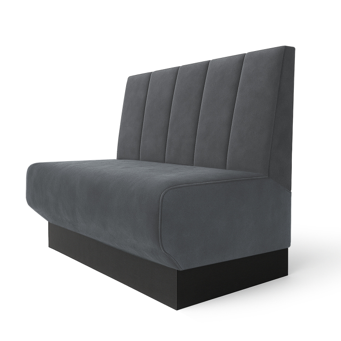 Wagner S | Restaurantbænk | B:H 60 x 120 cm | Grå | Dybstribet | Fløjl