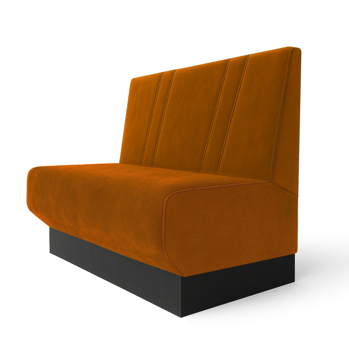 Wagner S | Gastrobank | B:H 60 x 120 cm | Orange | Diagonalt randig | sammet