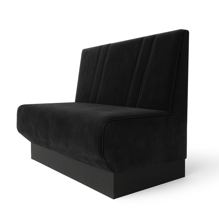 Wagner S | Restaurantbænk | B:H 60 x 120 cm | Sort | Diagonalt stribet | Fløjl