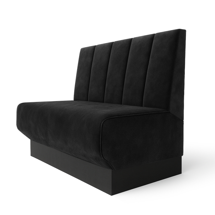 Wagner S | Restaurantbænk | B:H 60 x 120 cm | Sort | Dybstribet | Fløjl