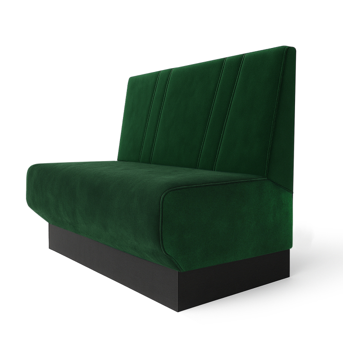 Wagner S | Restaurantbænk | B:H 60 x 90 cm | Mørkegrøn | Diagonalt stribet | Fløjl