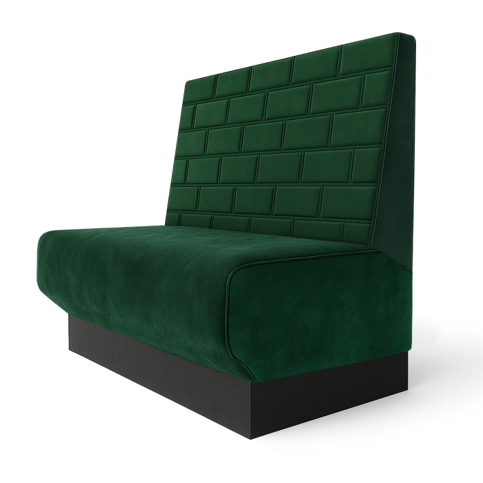 Wagner S | Restaurantbænk | B:H 60 x 90 cm | Mørkegrøn | Sten | Fløjl