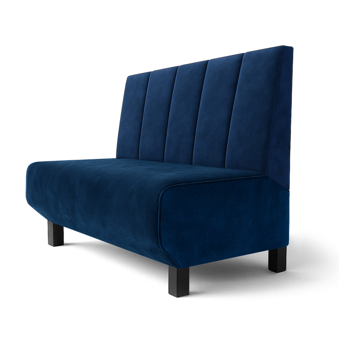 Wagner F | Restaurantbænk | B:H 60 x 90 cm | Blå | Dybstribet | Fløjl