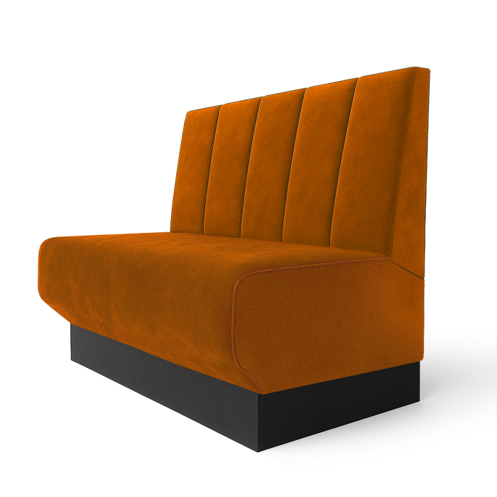 Wagner S | Restaurantbænk | B:H 60 x 100 cm | Orange | Dybstribet | Fløjl