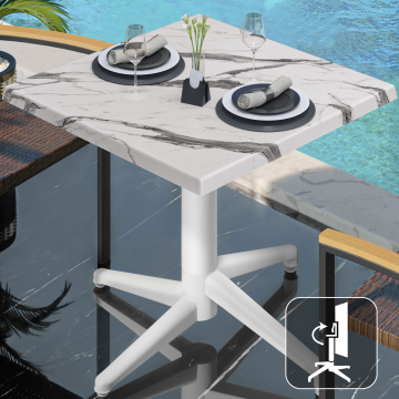 WAP | 31257 | B:D:H 60 x 60 x 74 cm | Vit marmor / vit | Fyrkant