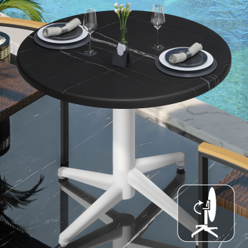 WAP | 31257 | Ø:H 60 x 74 cm | Black marble / white | Round