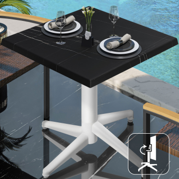 WAP | 31257 | L:P:H 60 x 60 x 74 cm | Marmo nero / bianco | Quadrato