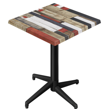 WAP | 31259 | L:P:H 70 x 70 x 109 cm | Vintage multicolore / Noir | Quadratisch | Klappbar