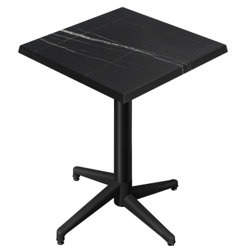 WAP | Bistro Außen Stehtisch | B:T:H 60 x 60 x 109 cm | Schwarz Marmor / Schwarz | Quadratisch | Klappbar