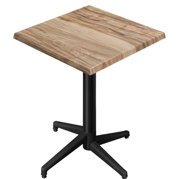WAP | Bistro Außen Stehtisch | B:T:H 60 x 60 x 109 cm | Sheesham / Schwarz | Quadratisch | Klappbar