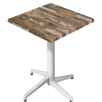WAP | Bistro Außen Stehtisch | B:T:H 60 x 60 x 109 cm | Vintage Old / Weiß | Quadratisch | Klappbar