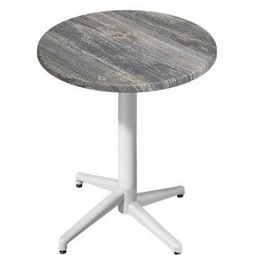 WAP | Bistro Außen Stehtisch | Ø:H 70 x 109 cm | Rustikal Kiefer / Weiß | Rund | Klappbar