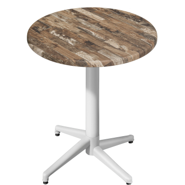 WAP | Bistro Außen Stehtisch | Ø:H 70 x 109 cm | Vintage Old / Weiß | Rund | Klappbar