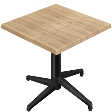 WAP | Bistro Außen Tisch | B:T:H 70 x 70 x 74 cm | Eiche / Schwarz | Quadratisch