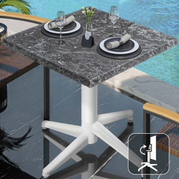 WAP | Bistro Außen Tisch | B:T:H 70 x 70 x 74 cm | Felsen / Weiß | Quadratisch