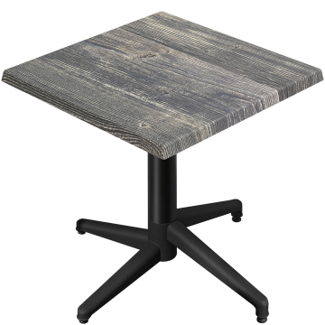WAP | Bistro Außen Tisch | B:T:H 70 x 70 x 74 cm | Rustikal Kiefer / Schwarz | Quadratisch