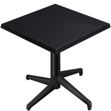 WAP | Bistro Außen Tisch | B:T:H 70 x 70 x 74 cm | Schwarz / Schwarz | Quadratisch