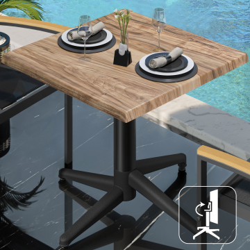 WAP | Bistro Außen Tisch | B:T:H 70 x 70 x 74 cm | Sheesham / Schwarz | Quadratisch