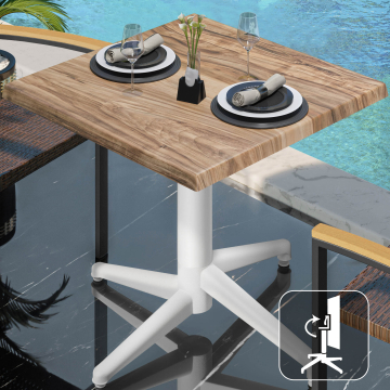 WAP | Bistro Außen Tisch | B:T:H 70 x 70 x 74 cm | Sheesham / Weiß | Quadratisch