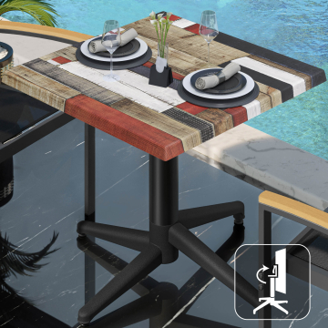 WAP | Bistro Außen Tisch | B:T:H 70 x 70 x 74 cm | Vintage Bunt / Schwarz | Quadratisch