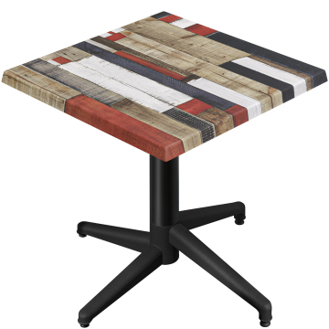WAP | Bistro Außen Tisch | B:T:H 70 x 70 x 74 cm | Vintage Bunt / Schwarz | Quadratisch